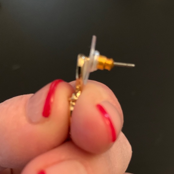 Gold and Cream Heart Drop Earrings, Costume Jewelry, Never Worn - Picture 2 of 3